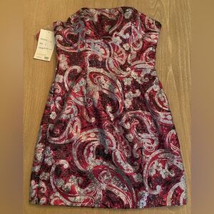 CINDERELLA Strapless Hot Pink Silver Sequin Mini Dress Size 6 NWT Vintage Brand